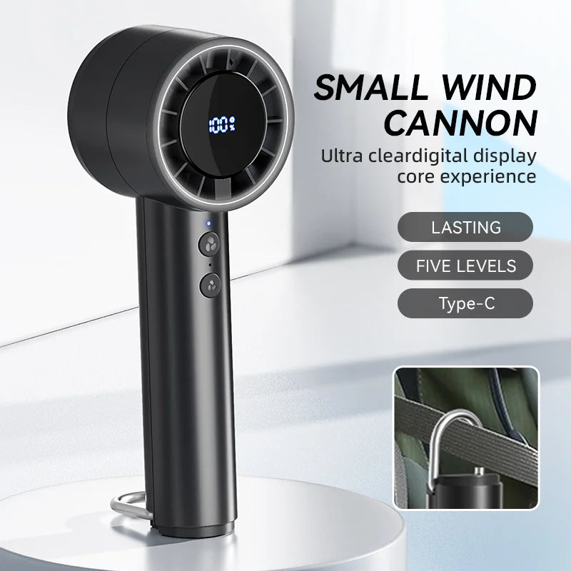 BreezeGo | Mini USB Ventilator | 5 Windstufen | LED-Display | Kompakt & Leicht