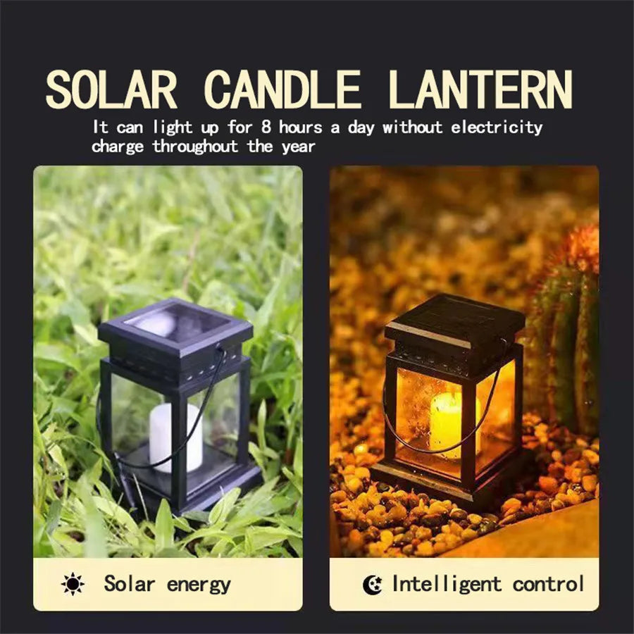 GlowAura Solar Lantern | Kerzenlicht-Effekt | Automatischer Dämmerungssensor | Wetterfest IP44