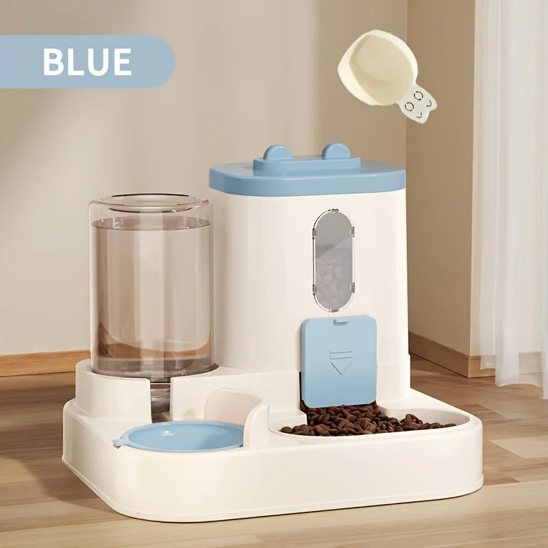 Petora | Automatischer Futter- & Wasserspender ohne Strom | 2-in-1 System mit Edelstahlnäpfen & Anti-Rutsch-Füßen | Ideal für Katzen & kleine Hunde