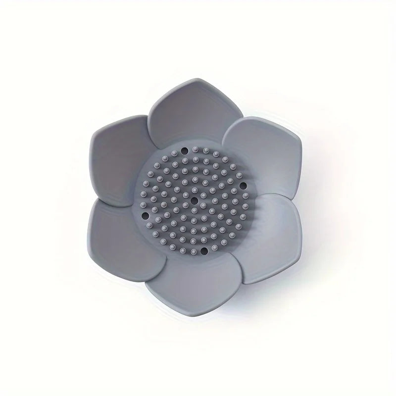 Drovalis Seifenhalter | Rutschfest & Hygienisch | Lotus-Design aus Silikon | Für Bad & Küche