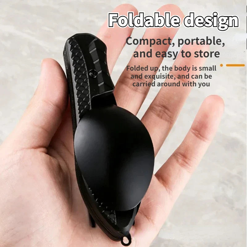 TrailTool 3-in-1 Besteck | Klappbar & Robust | Edelstahl mit Griff | Für Camping & Outdoor