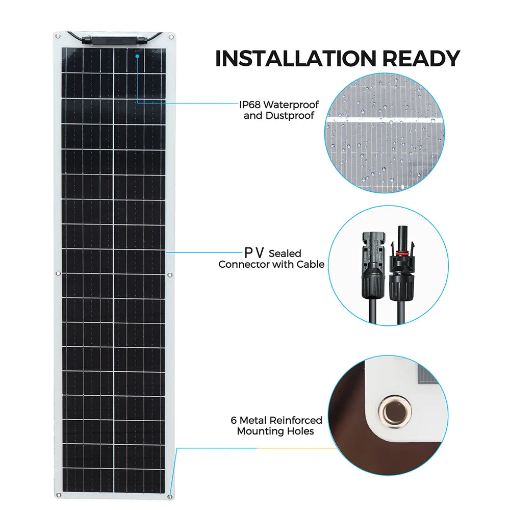 SunStrider Flex 50W | Biegsames Solarpanel | Ultraleicht & Wetterfest | Für Camping, Boot & Outdoor