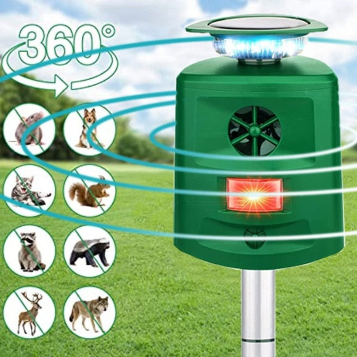 Repelion SolarGuard | Tierabwehrgerät | Ultraschall | 360° Sensor | Wetterfest