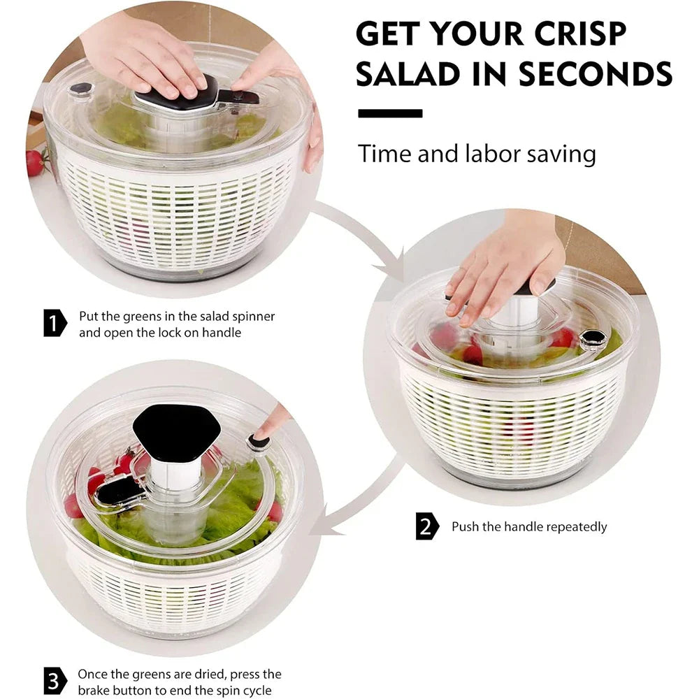FreshSpin Pro | Salatschleuder mit Einhandbedienung | BPA-frei und Multifunktional