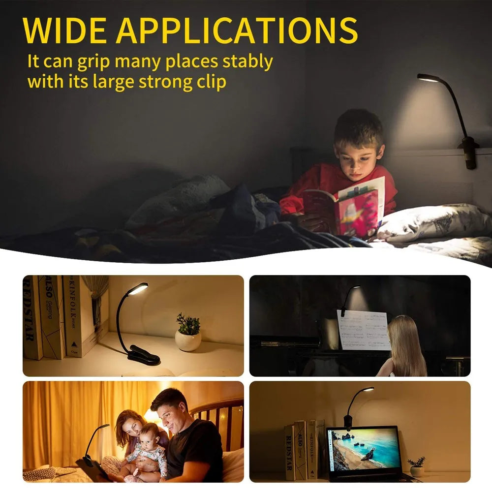 Readiva LED Leselampe | Flexibel & USB-Akku | 9 Lichtmodi & Clip | Warm- bis Kaltweiß