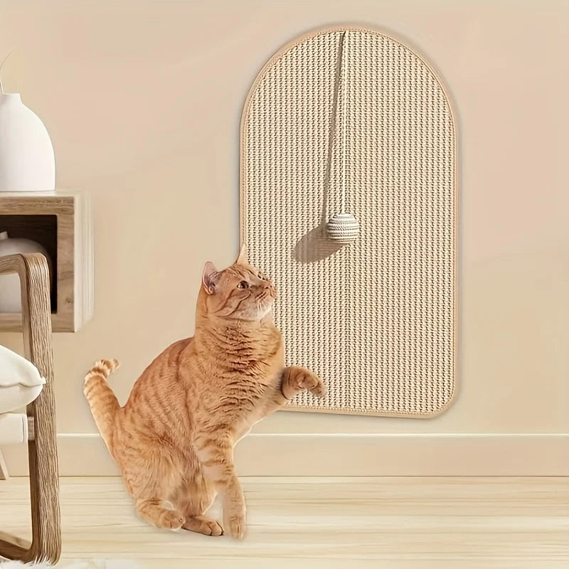 Pawdrillo | Kratzmatte Mit Spielzeug Für Katzen | Aus Natursisal | Rutschfest & Flexibel | Möbelfreundlich