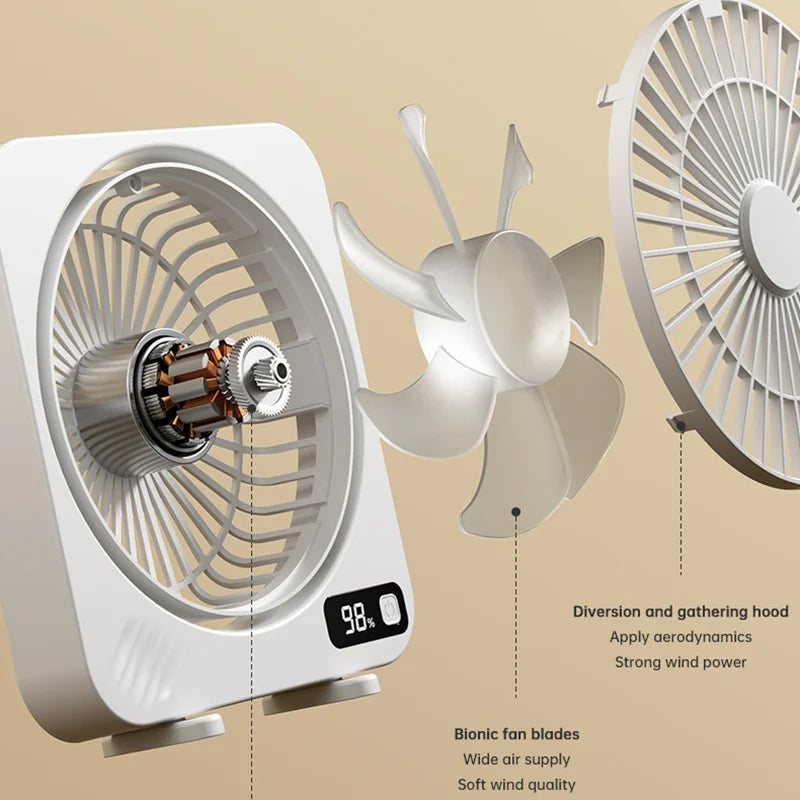 AeroCool Tischventilator | 5 Geschwindigkeitsstufen | Flüsterleise & Kompakt | USB-Aufladung