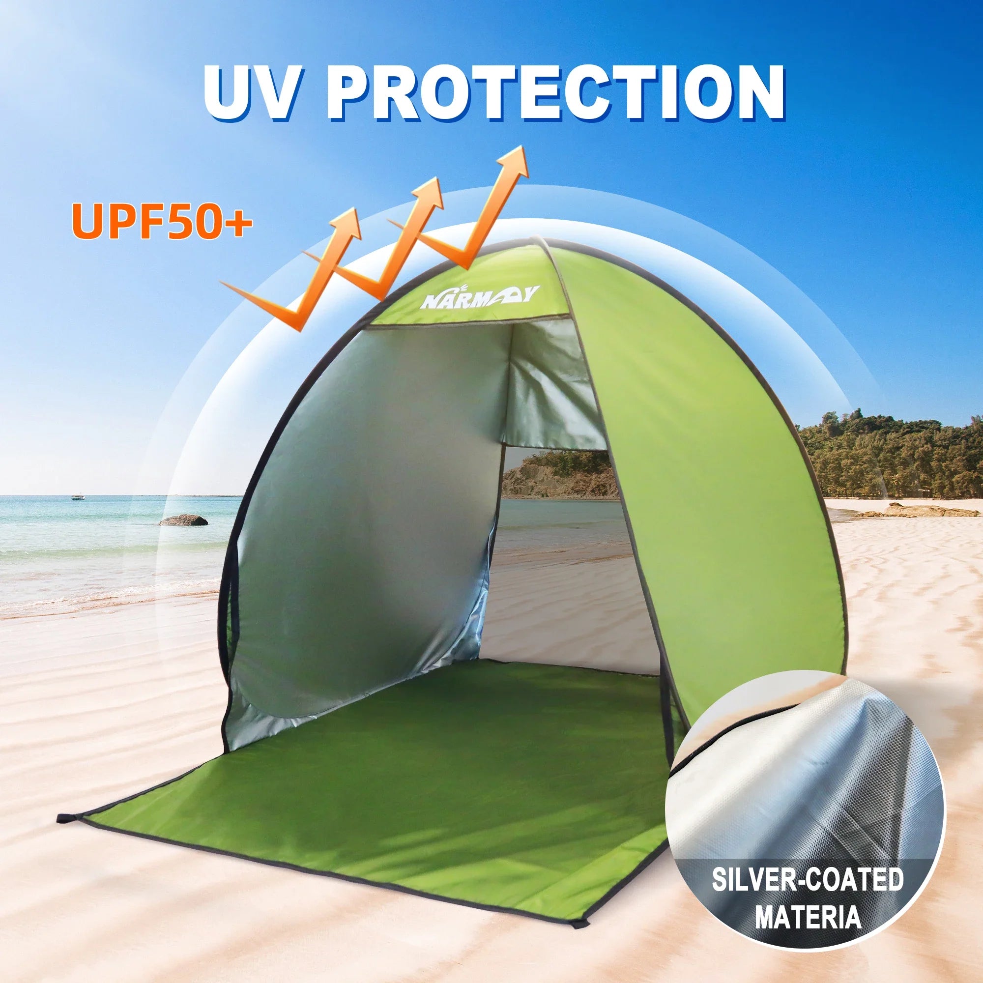 Zeltria Pop-Up Strandzelt | UV-Schutz | Wasserdicht | 2–3 Personen | Kompakt & Schnell Aufgebaut