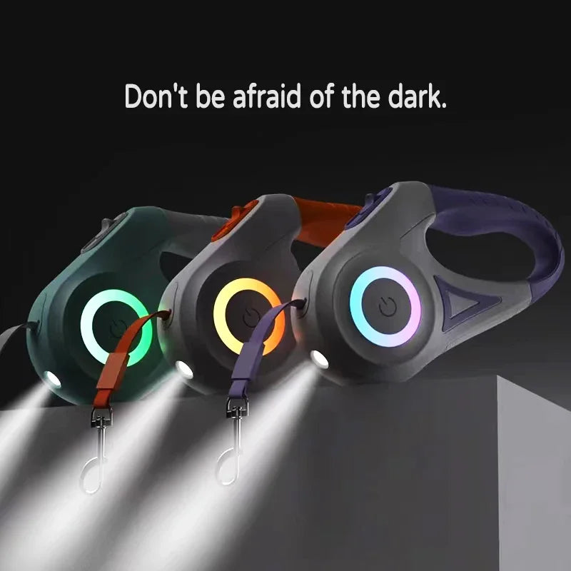 GlowPaw FlexiLeash | LED Rollleine für Hunde & Katzen | Ergonomisch & Sicher bei Nacht | Für Spaziergänge bei Dunkelheit | Ausziehbar & Mit Einhandbremse