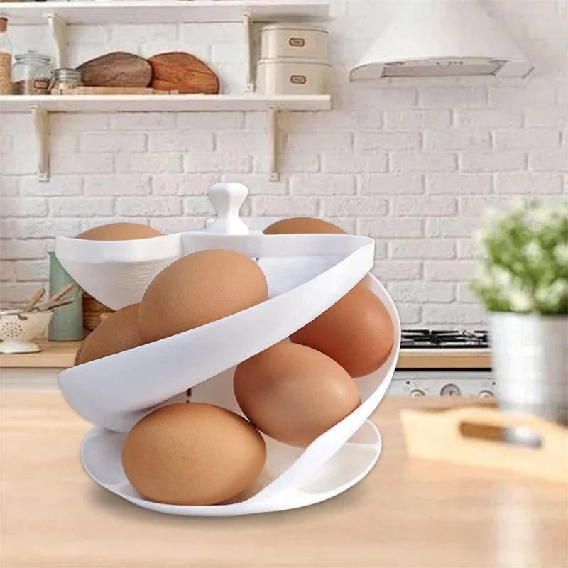 EggStream Pro | Selbstrollender Eierhalter | Kompaktes Stapeldesign | Für 18 Eier | Frische-Organizer