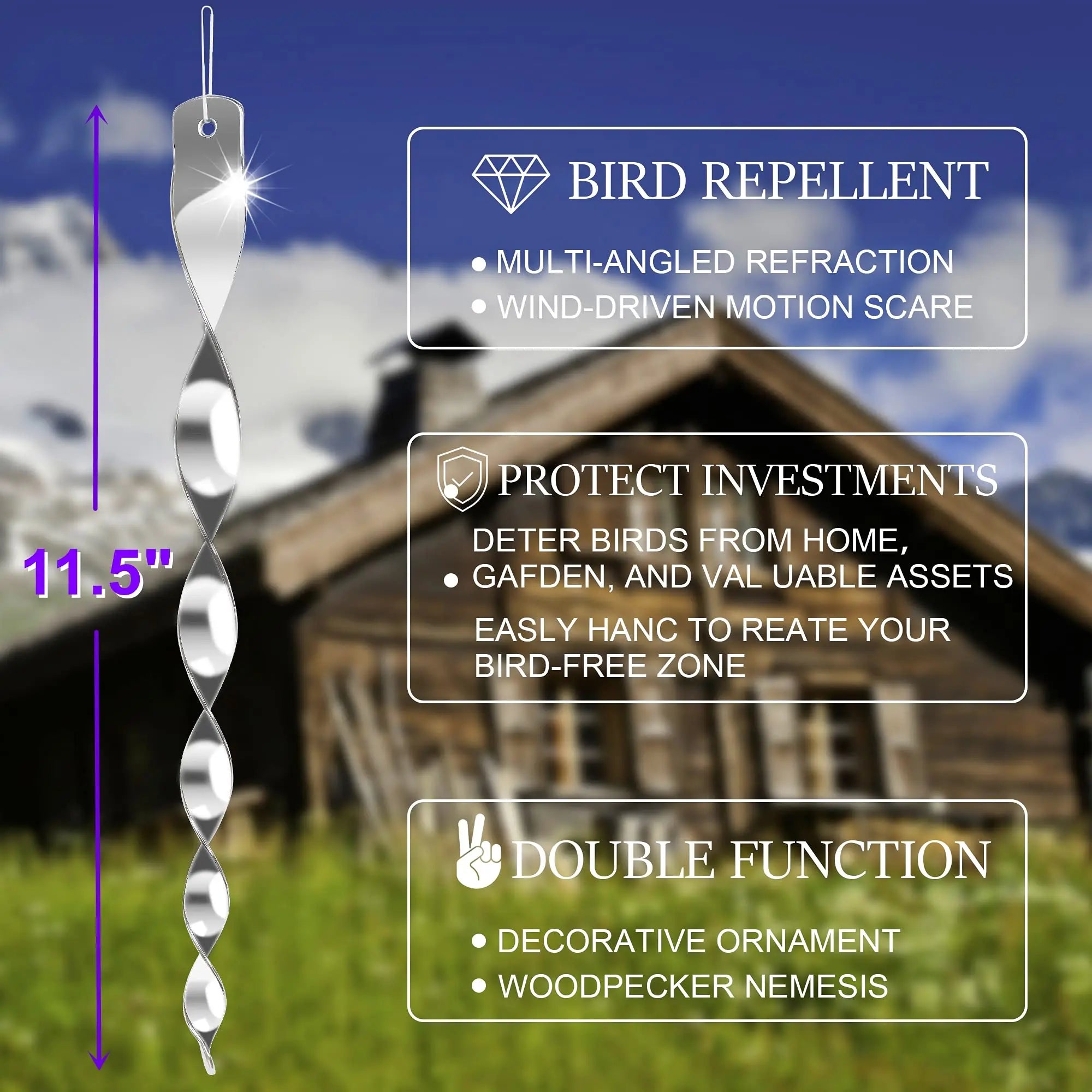 SkyGuard Reflect | Vogelschreck-Stäbe | Dekorativ & Tierfreundlich | 12 Stück