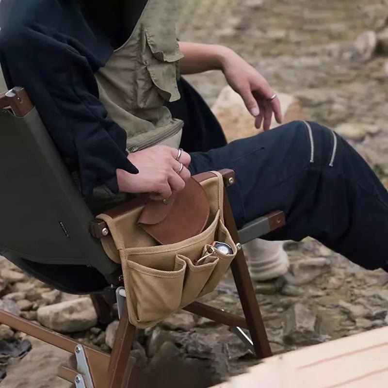 CampEase | Seitentasche für Campingstuhl | Robuste Canvas-Aufbewahrung für Outdoor & Angeln