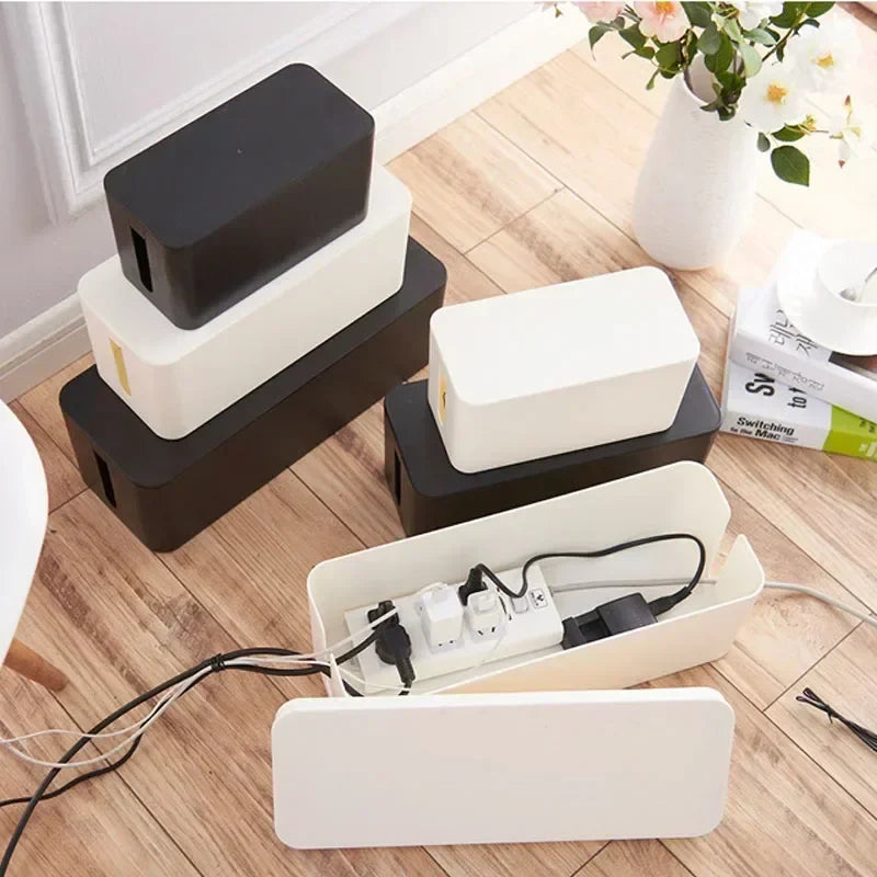 CableGuard | Kabelbox mit Deckel | Staubschutz für Steckdosen & Ladekabel | 32×13×12 cm