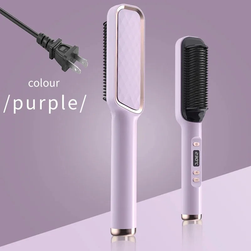 SmoothPro Haarglättungsbürste | LED-Temperaturanzeige & Anti-Verbrüh-Schutz | 360° drehbares Kabel