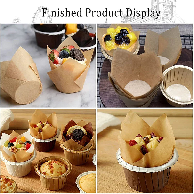 Delicia | Tulpenförmchen für Muffins & Cupcakes | Hitzebeständig, Fettabweisend, 200 Stück | Backen & Events