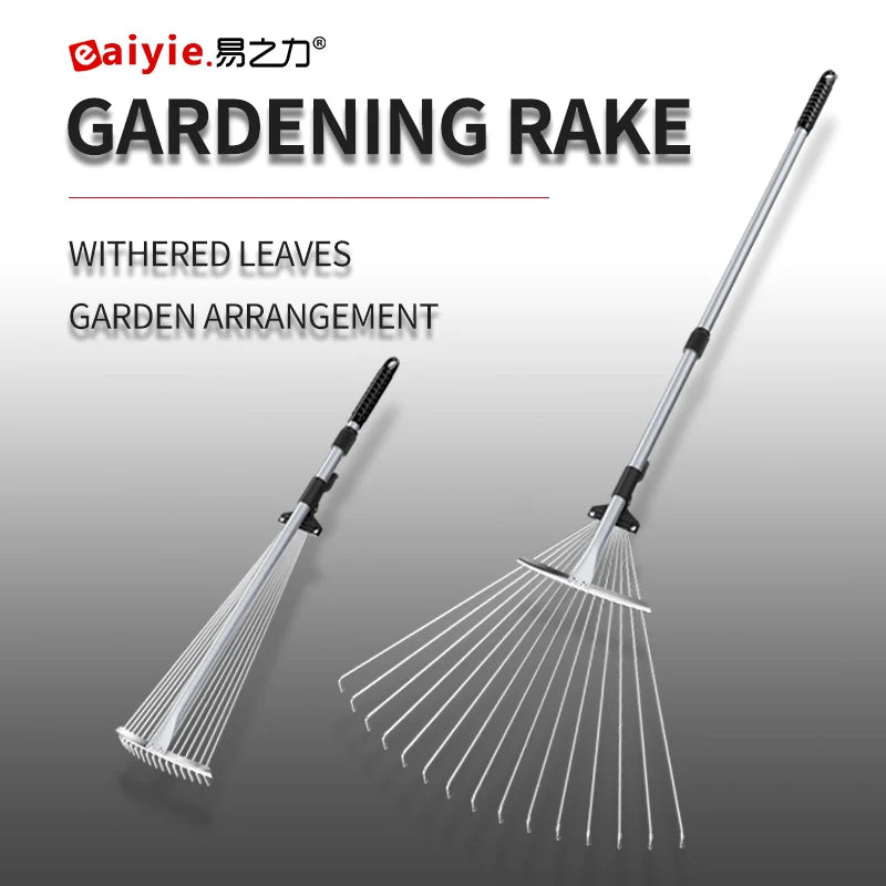 GardenPro MiniRake | Teleskop-Rechen | Edelstahl | Für Feinarbeiten