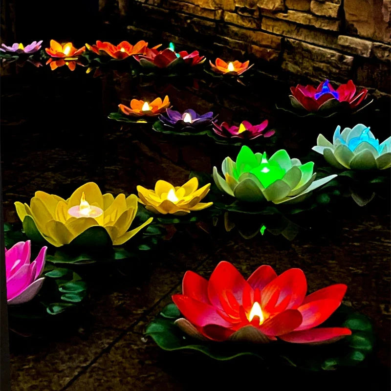 GlowLotus Solar-Lotuslampe | Wassersensor | Warmweißes Licht für Teich & Garten