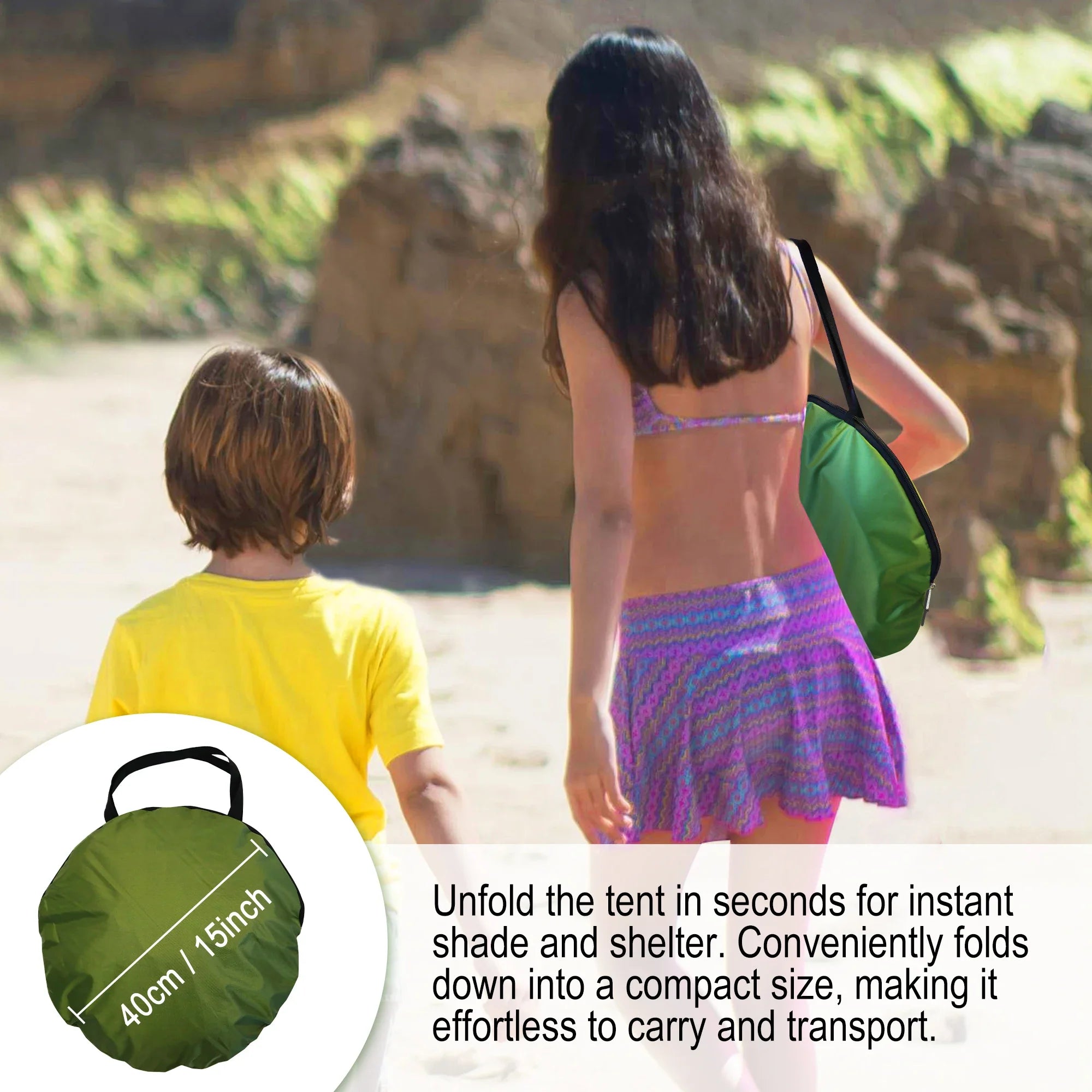 Zeltria Pop-Up Strandzelt | UV-Schutz | Wasserdicht | 2–3 Personen | Kompakt & Schnell Aufgebaut