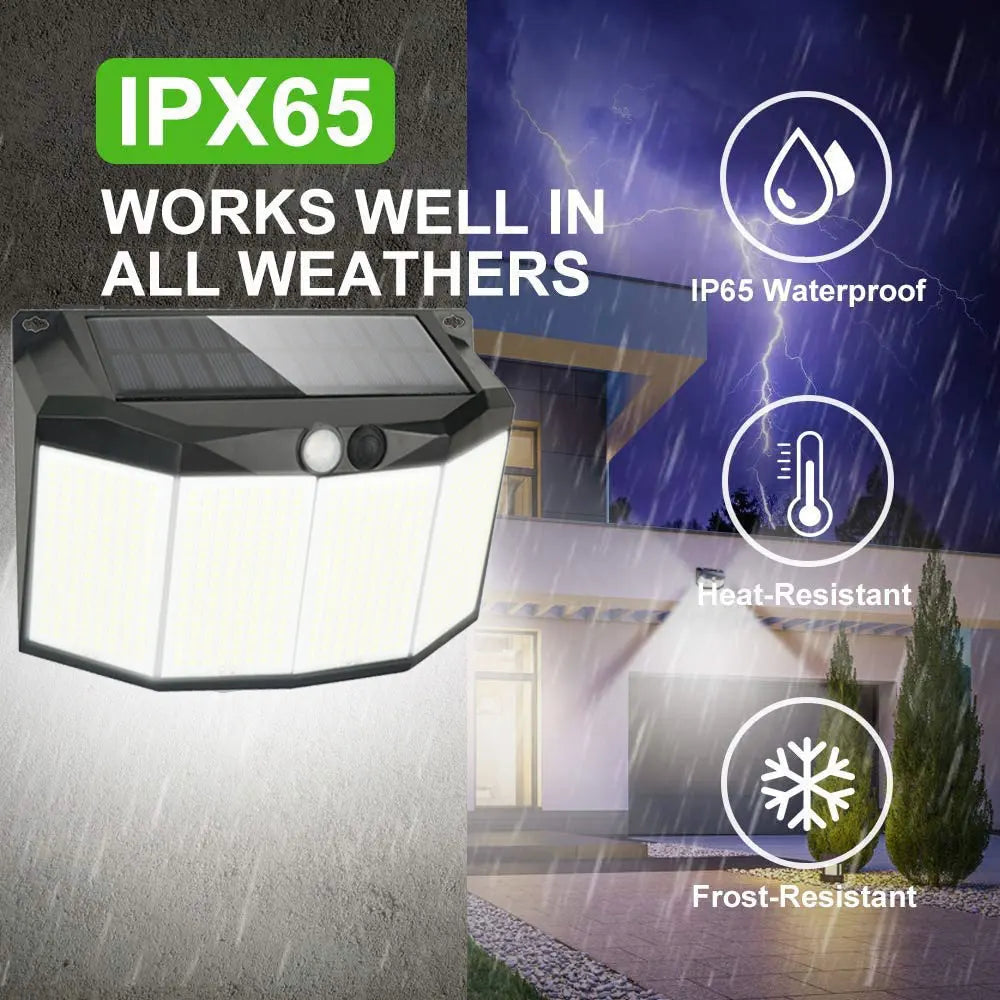 SolarMax | LED Strahler Außen | 576 LEDs Bewegungssensor | IP65 Solar Flutlicht
