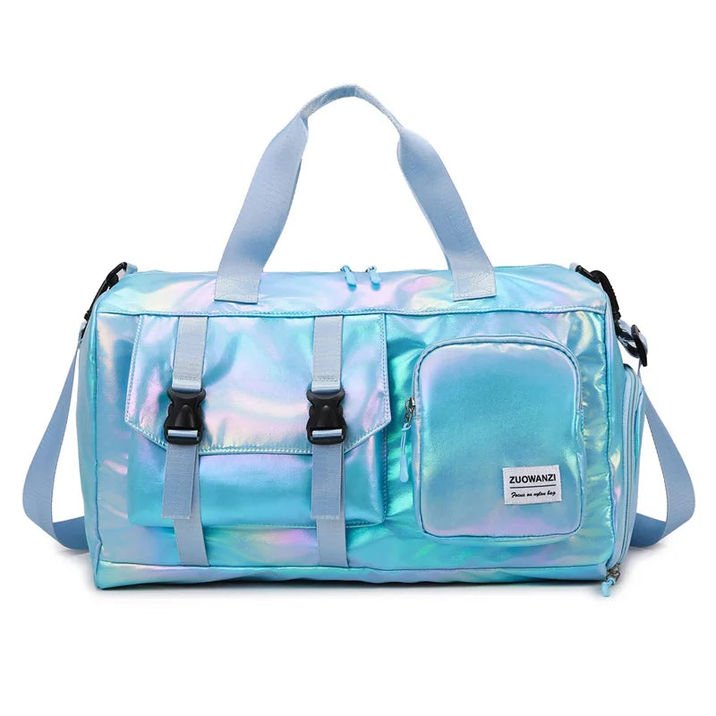 HoloTravel Holografische Reisetasche | Integriertes Schuhfach | Stylisches Design | Geräumig & Organisiert | Wasserabweisend | Perfekt für Reisen