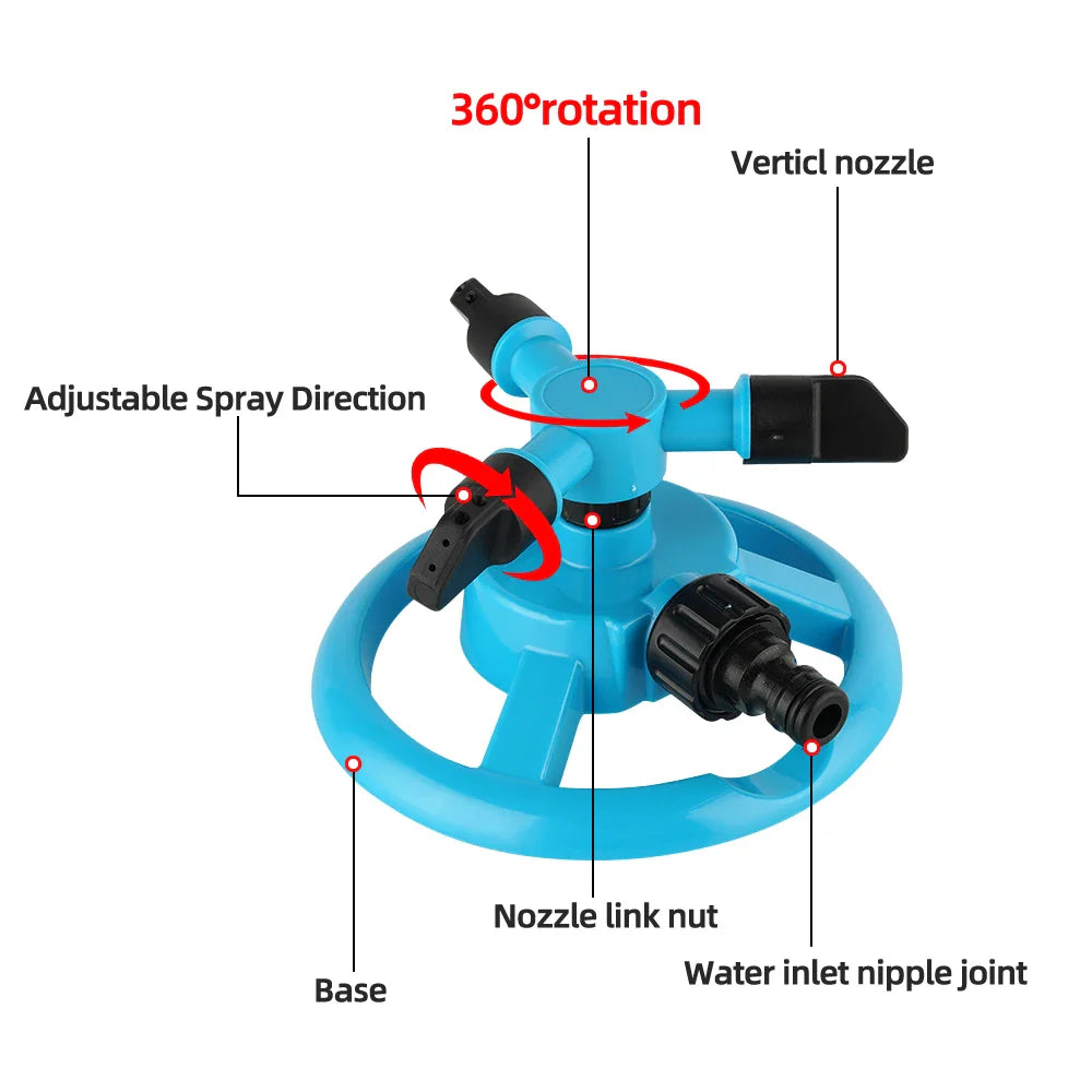 RainTiva Rasensprenger | 360° Rotation | Wassersparend & Robust | Für Garten & Rasenpflege