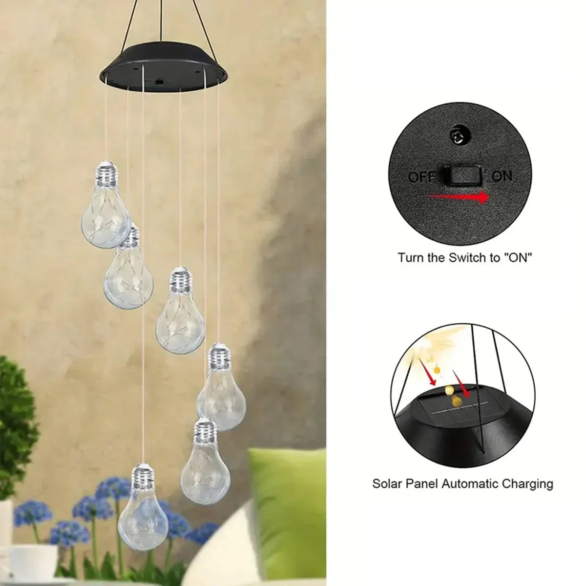 LumaWind Solar Windspiel | Farbwechsel-LED | Automatischer Dämmerungssensor | Wetterfest IP44