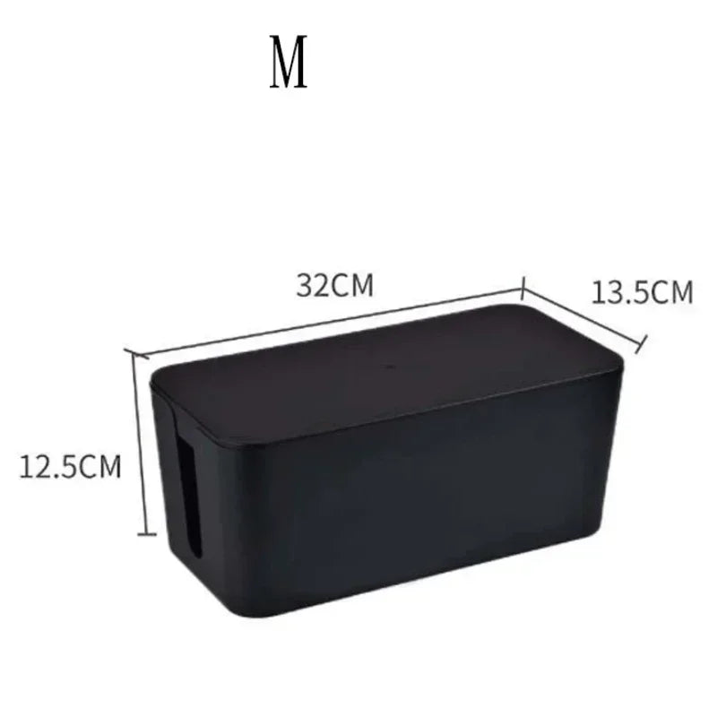CableGuard | Kabelbox mit Deckel | Staubschutz für Steckdosen & Ladekabel | 32×13×12 cm