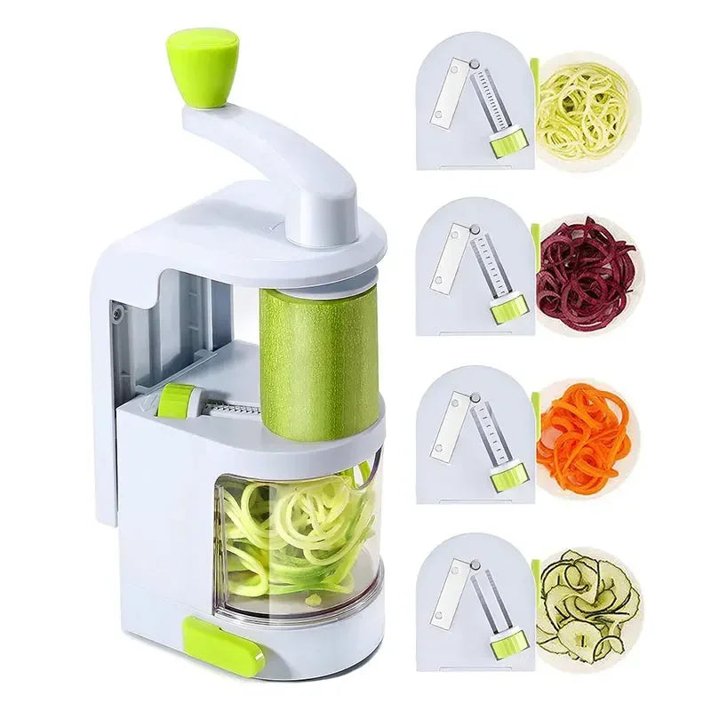 VeggiTwist | 4-in-1 Spiralschneider | Edelstahlklingen, rutschfest & kompakt | Zoodles, Gemüsespaghetti & kreative Low-Carb-Gerichte
