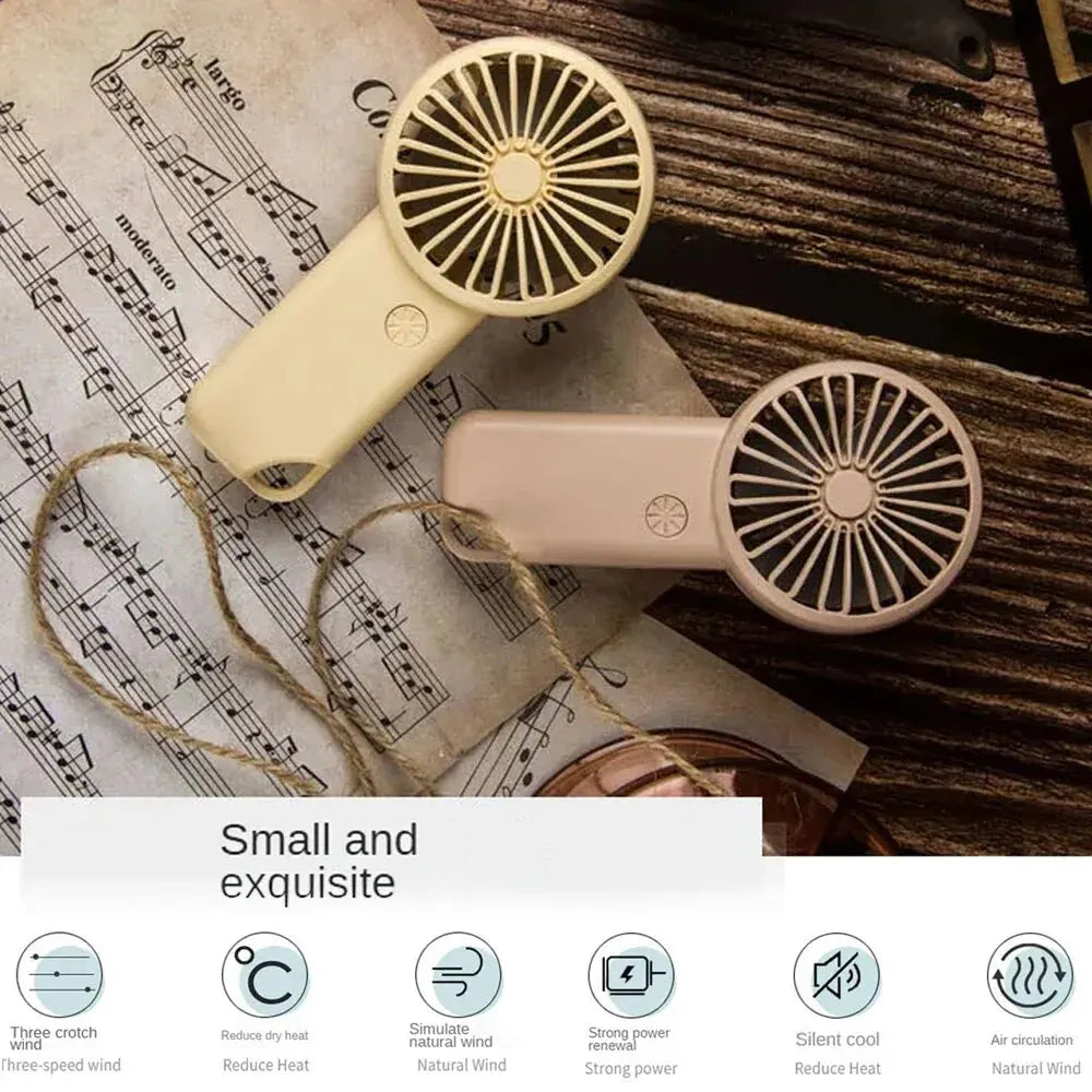 Brisola Mini-Handventilator | Kompakt & Leise | USB-Aufladung & 3 Geschwindigkeitsstufen