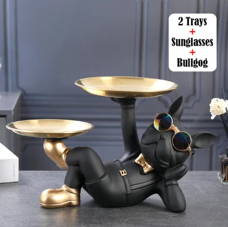 Bulvario DekoDog | Bulldoggen Figur Modern | Kunstharz Dekoobjekt | Ablageschale & Hingucker | Für Zuhause & Büro