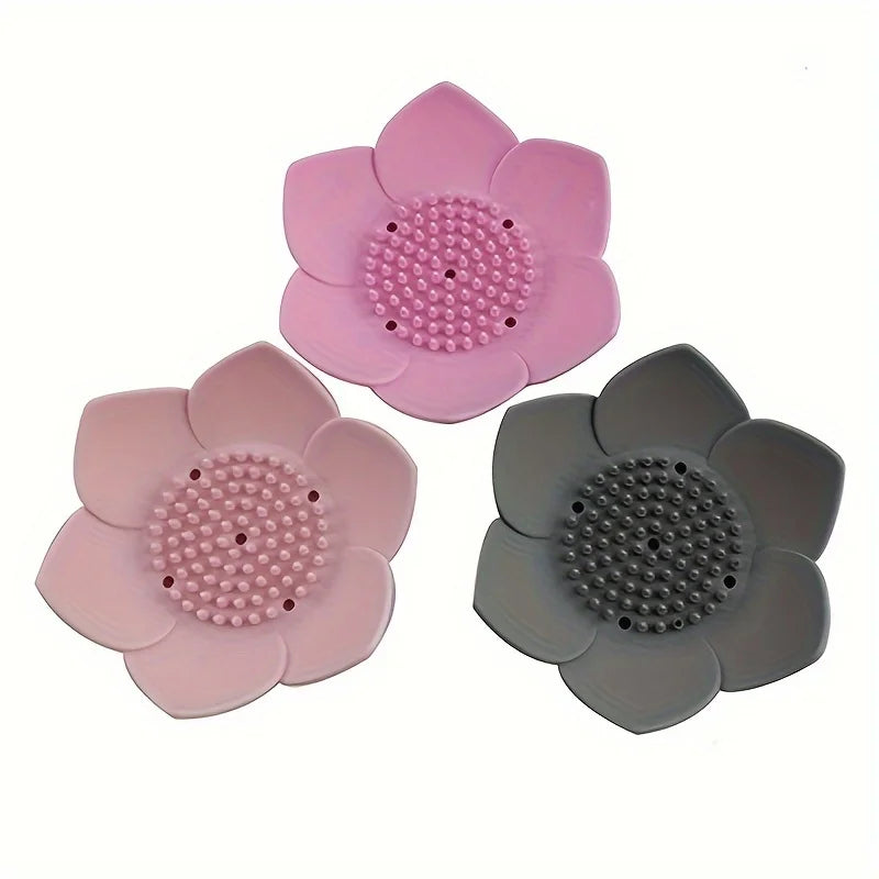 Drovalis Seifenhalter | Rutschfest & Hygienisch | Lotus-Design aus Silikon | Für Bad & Küche