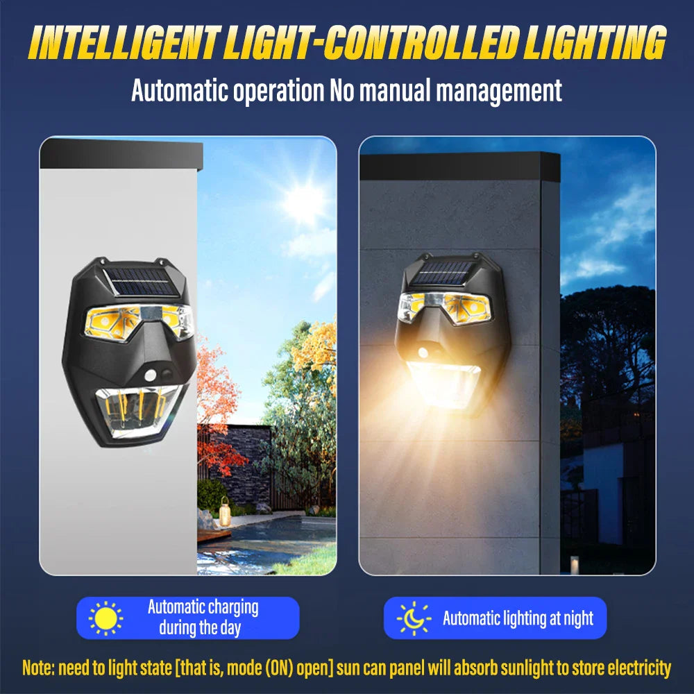LumoLite | Solar Wandleuchte Außen | Bewegungsmelder 5 Lichtmodi | IPX4 Wetterfest