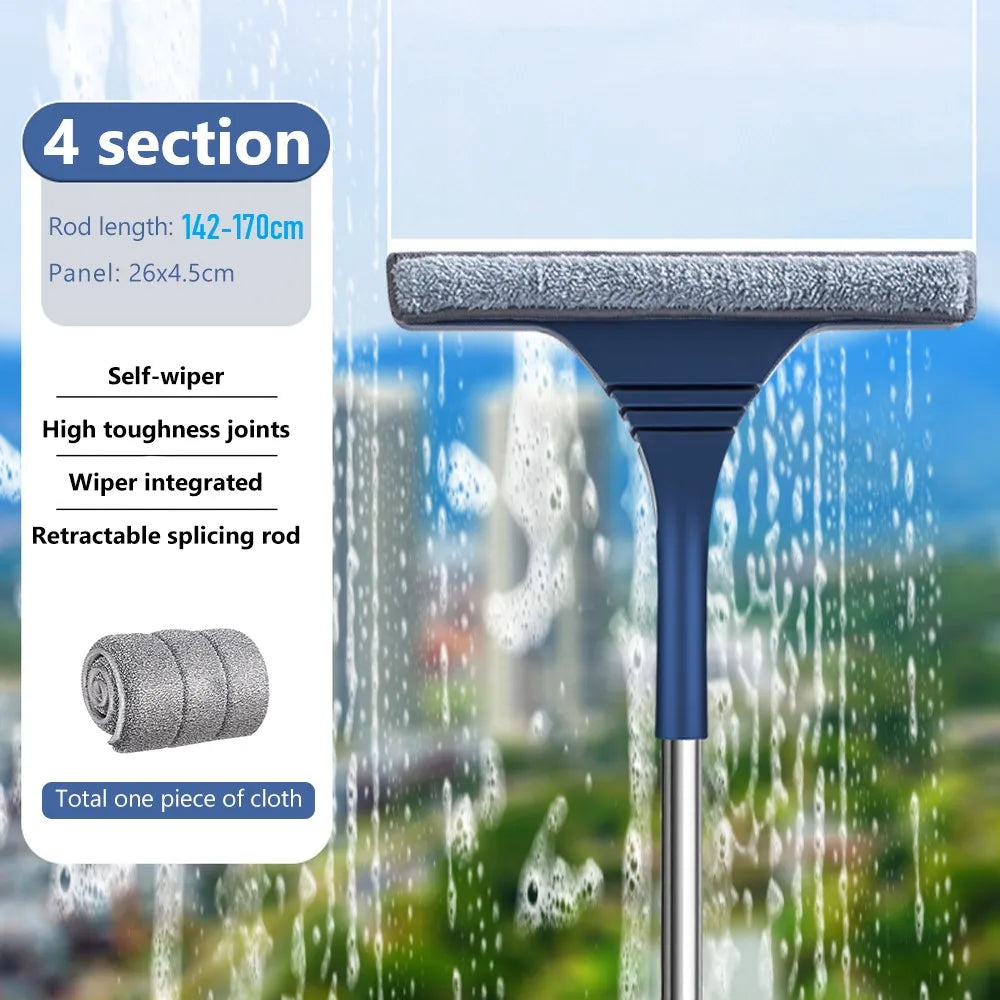 FlexiClear Fensterreiniger | 2-in-1 Reinigung | Flexibler Kopf | Teleskopstiel