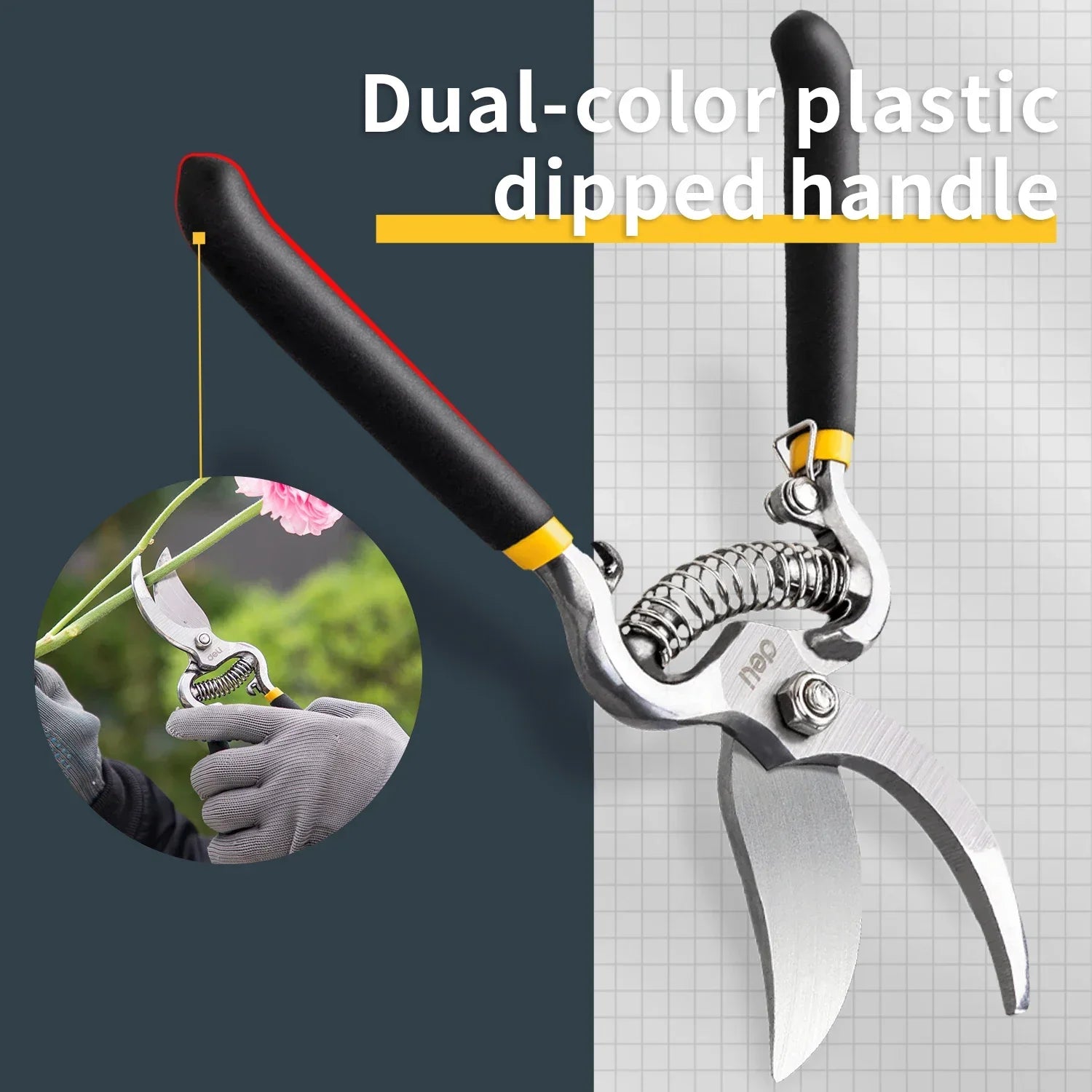 PRUNEXA Gartenschere | Präzisionsschnitt | Ergonomischer Griff | Carbonstahl Klinge