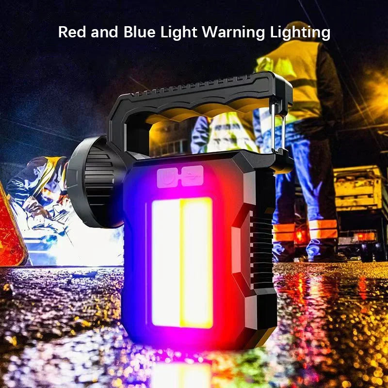 LumoVolt SolarLight | Tragbare Solar Taschenlampe | LED Suchlicht, COB-Arbeitslicht, Laterne