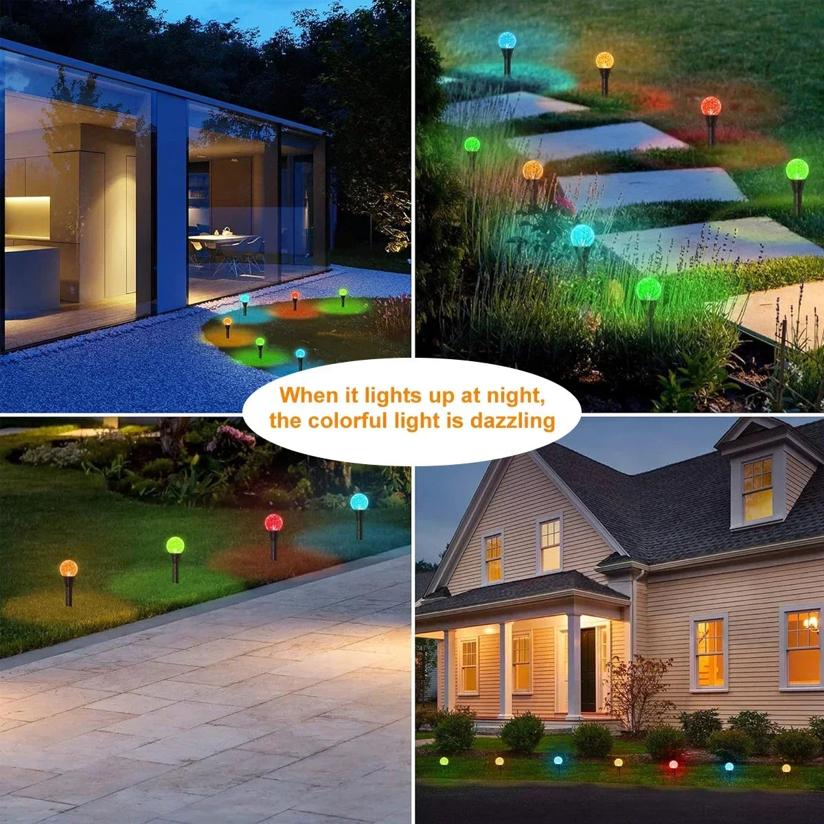Lumenia GlowSphere | Solar-Betriebene Gartenbeleuchtung | 8 Lichtmodi | Wetterfest