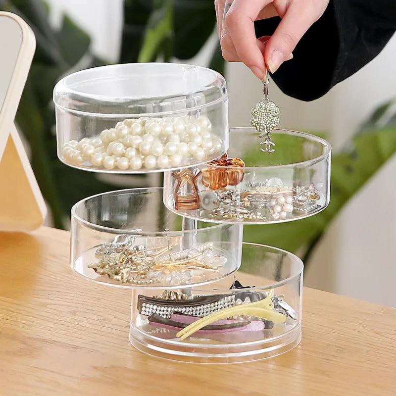 Rotaviva Schmuckbox | 360° Drehbar & Staubdicht | 5 Ebenen Organizer | Transparent & Kompakt