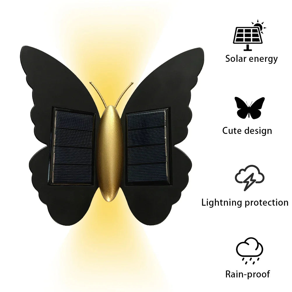 Solarys | Solar Wandleuchte | Schmetterlingsdesign | Mit Bewegungssensor