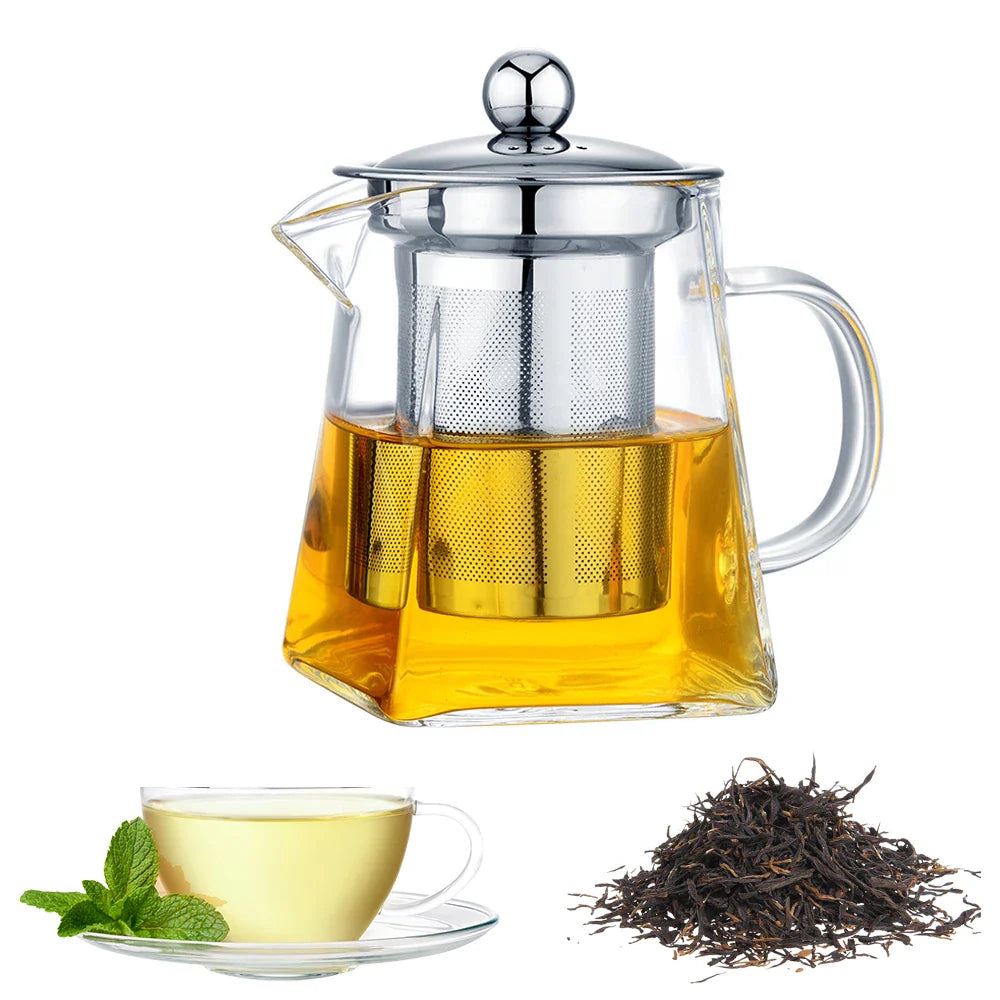 TeaMaster Glass Teapot | Hitzebeständig | Mit Edelstahlsieb für losen Tee