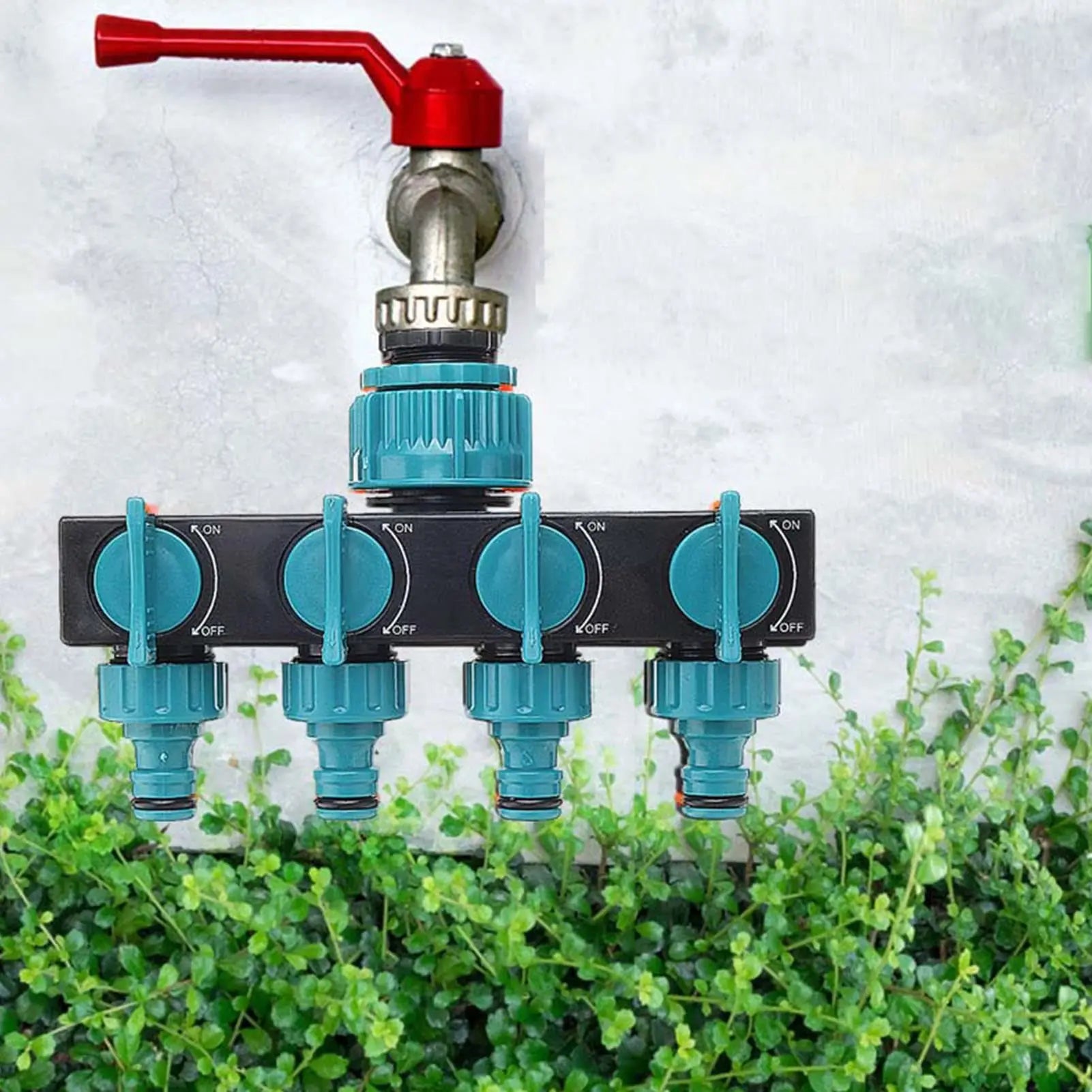AquaSplit 4-Wege-Verteiler | Für ½", ¾", 1" Gewinde | Robustes Design | Grün-Schwarz