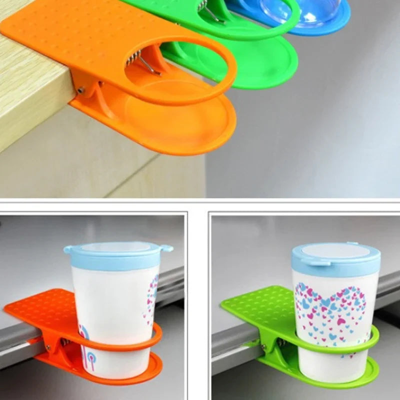 DeskGrip Holder | Tisch-Getränkehalter mit Clip | Platzsparend & Sicher | ABS Kunststoff