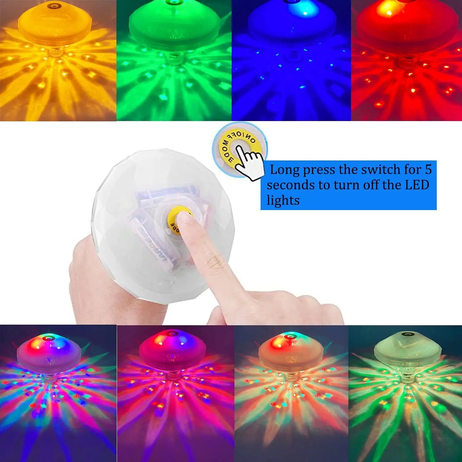 GlowFish | LED Schwimmende Unterwasserleuchte | Farbwechsel & Fischprojektion | IP67 Wasserdicht