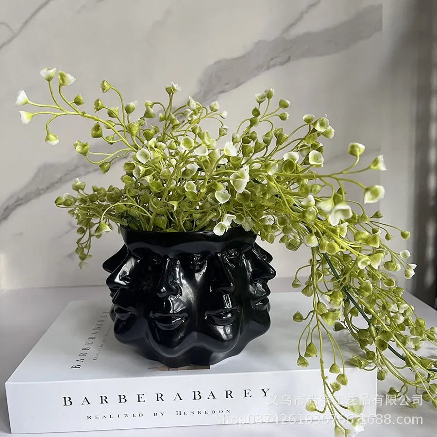 Faceflora 3D Blumentopf | Stilvolles Pflanzgefäß in Skulptur-Optik | Modern & Ausdrucksstark | Für Zimmerpflanzen & Deko