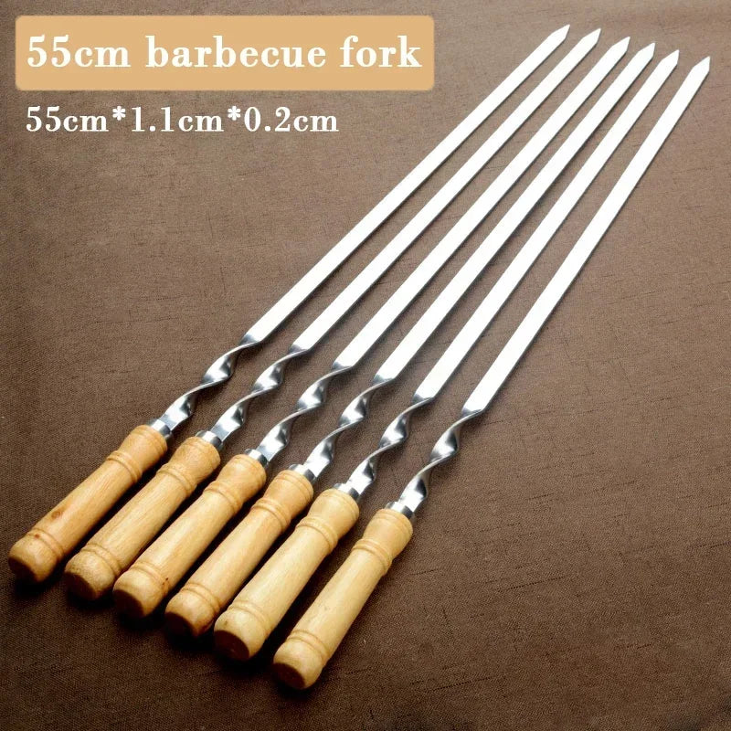 GrillMaster Pro Grillspieße | Extra Lange Edelstahlspieße mit Holzgriff | 6er Set