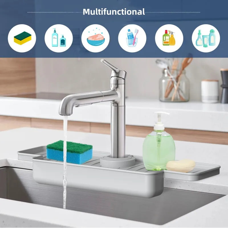AquaDrift | Silikon-Ablagematte mit Schrägablauf | Trocknet Schwämme & Seife hygienisch | Für Küche & Waschbecken