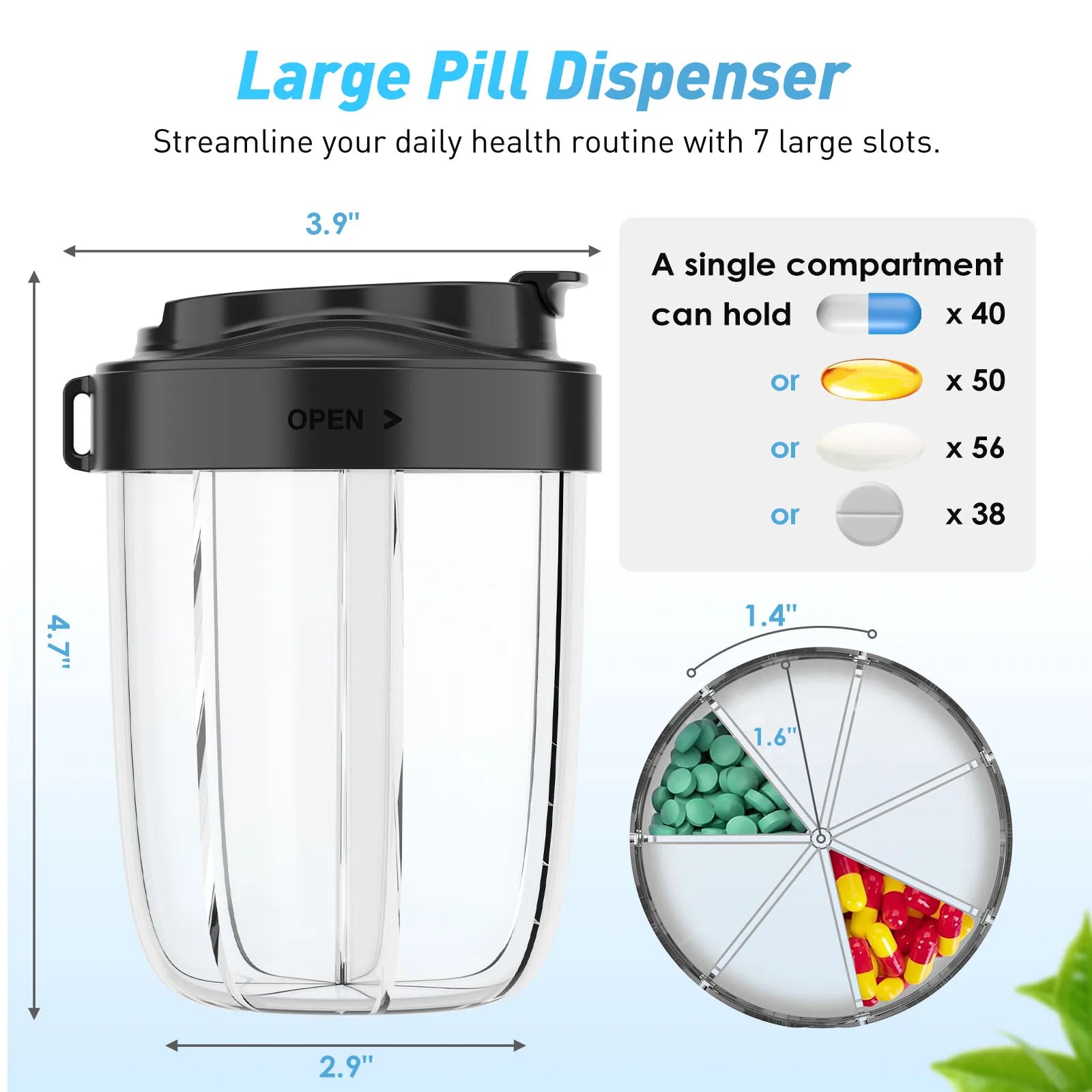 Pilliora Reise-Pillenbox | BPA-frei & Hygienisch | Anti-Mix System | Mit Trageschlaufe