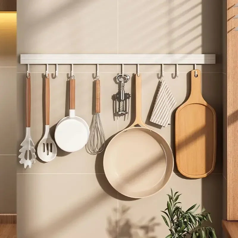FlexiRack | Wandregal für Küche | Ohne Bohren | Mit Haken & Löffelhalter | 30/40/50 cm