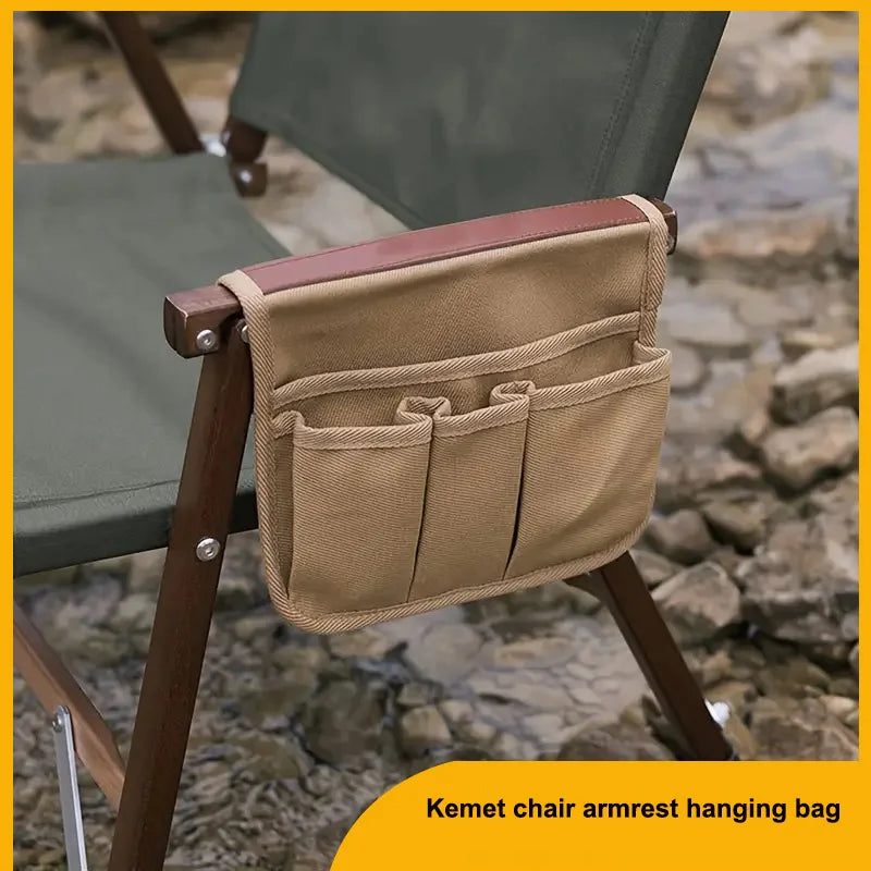 CampEase | Seitentasche für Campingstuhl | Robuste Canvas-Aufbewahrung für Outdoor & Angeln