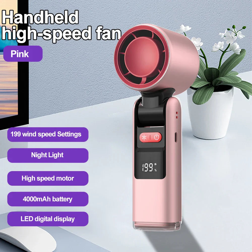Airivo Ventilator 199 | Tragbar & LED-Display | Mit Kaltluftmodus & 199 Stufen | Für Hals, Tisch & Reise