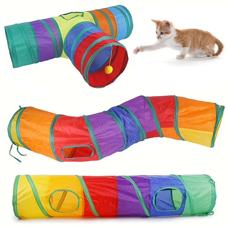 MeowMaze Tunnel | Faltbarer Katzentunnel | Atmungsaktiv & Knisternd | Für Interaktive Abenteuer